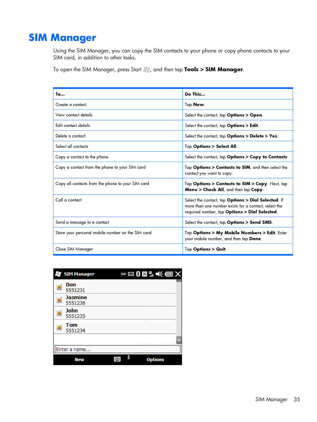 HP Glisten-AT&T manual SIM Manager 