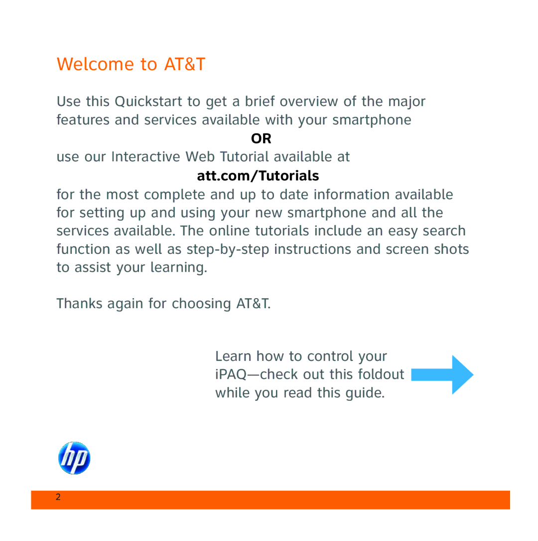 HP Glisten-AT&T manual Welcome to AT&T 