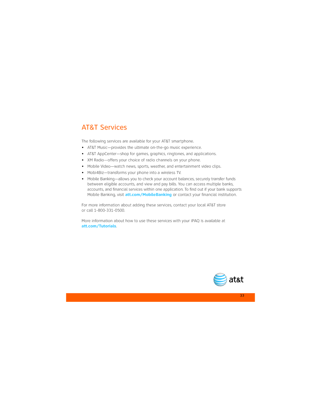 HP Glisten-AT&T manual AT&T Services 