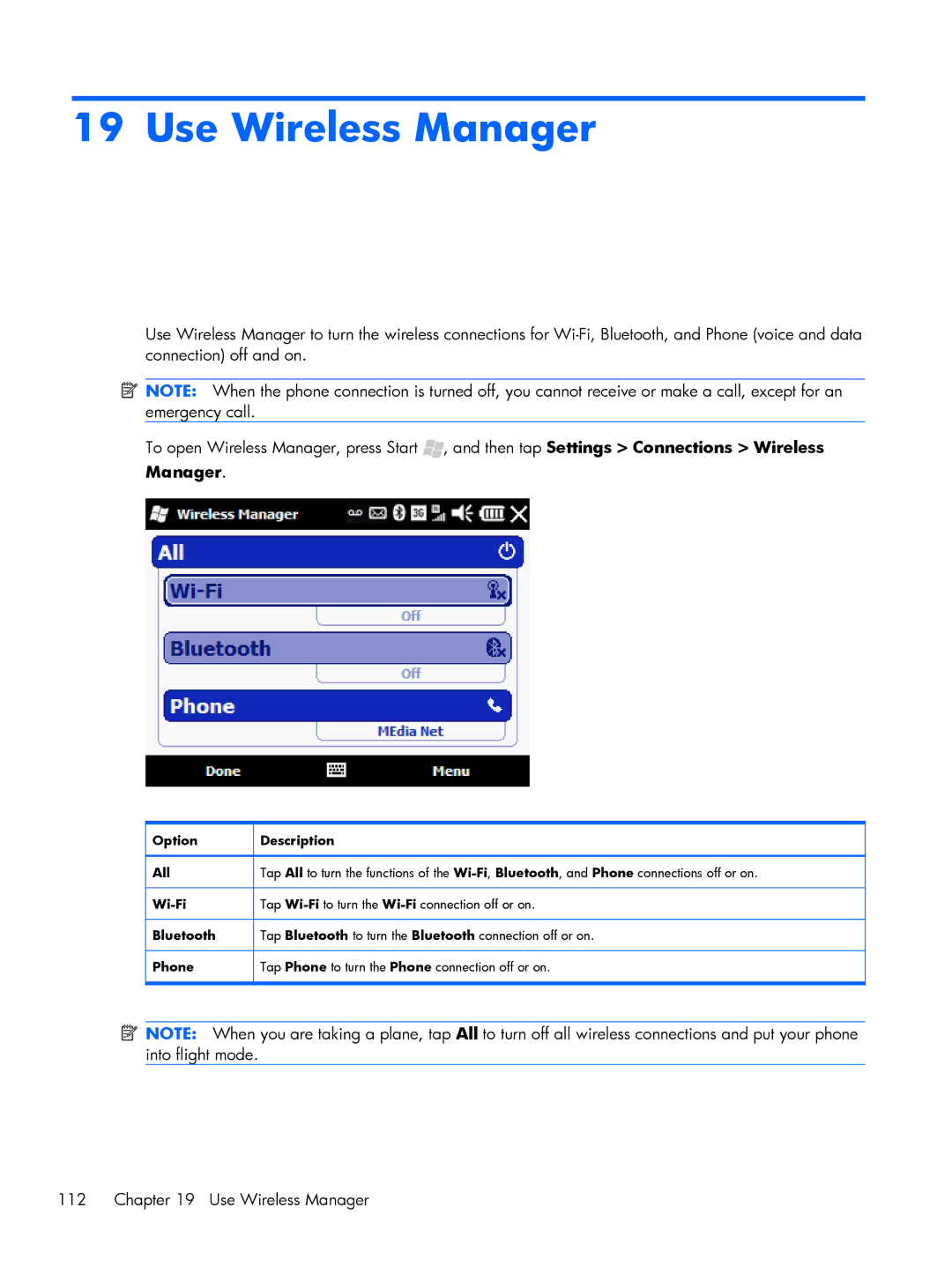 HP Glisten manual Use Wireless Manager 