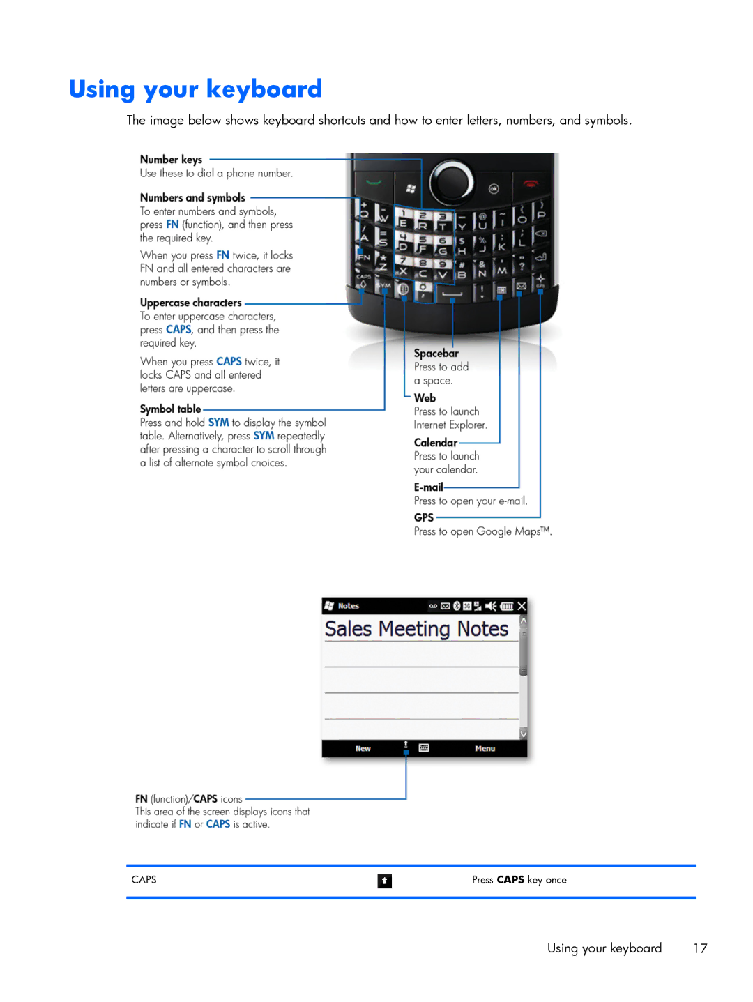 HP Glisten manual Using your keyboard 