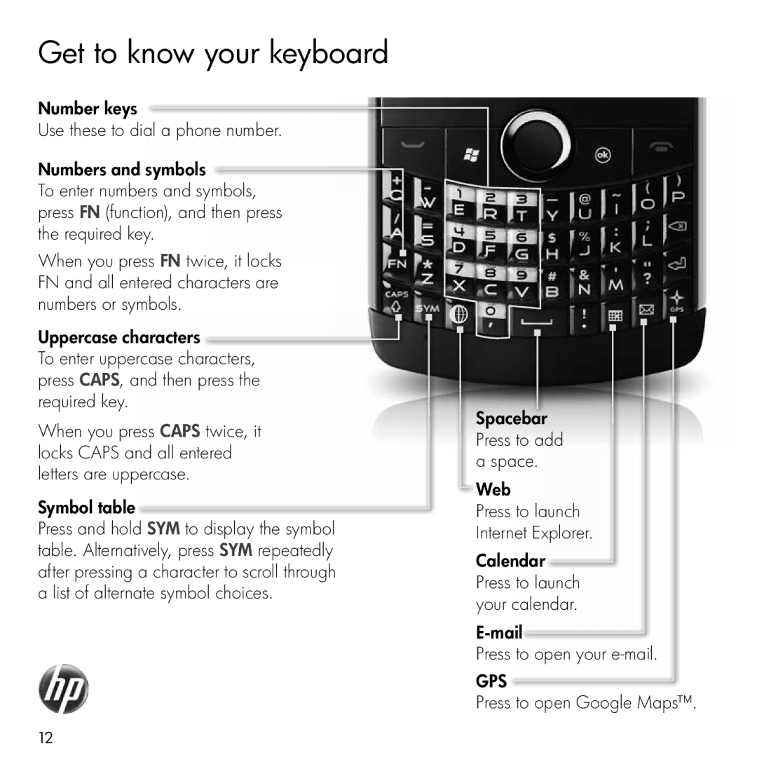 HP Glisten manual Get to know your keyboard 