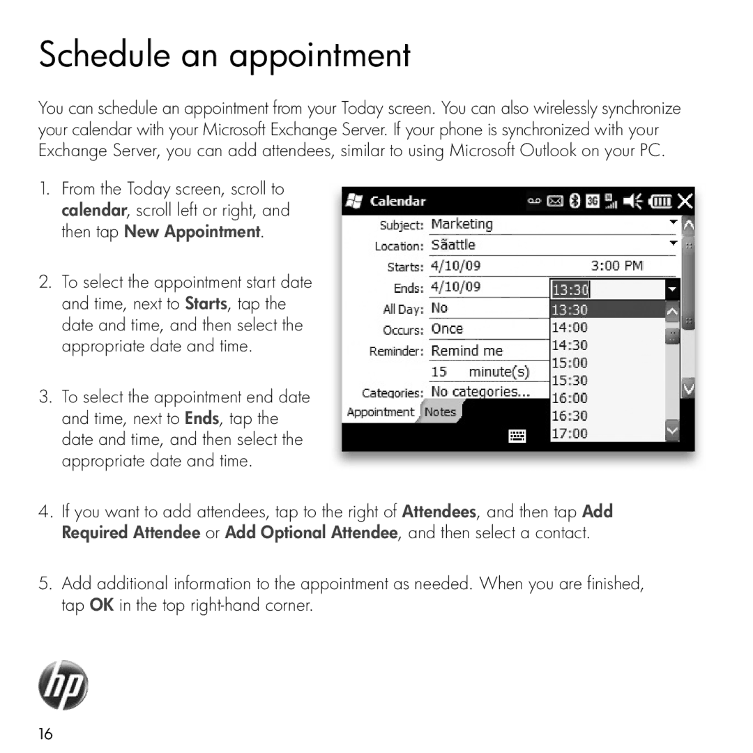 HP Glisten manual Schedule an appointment 