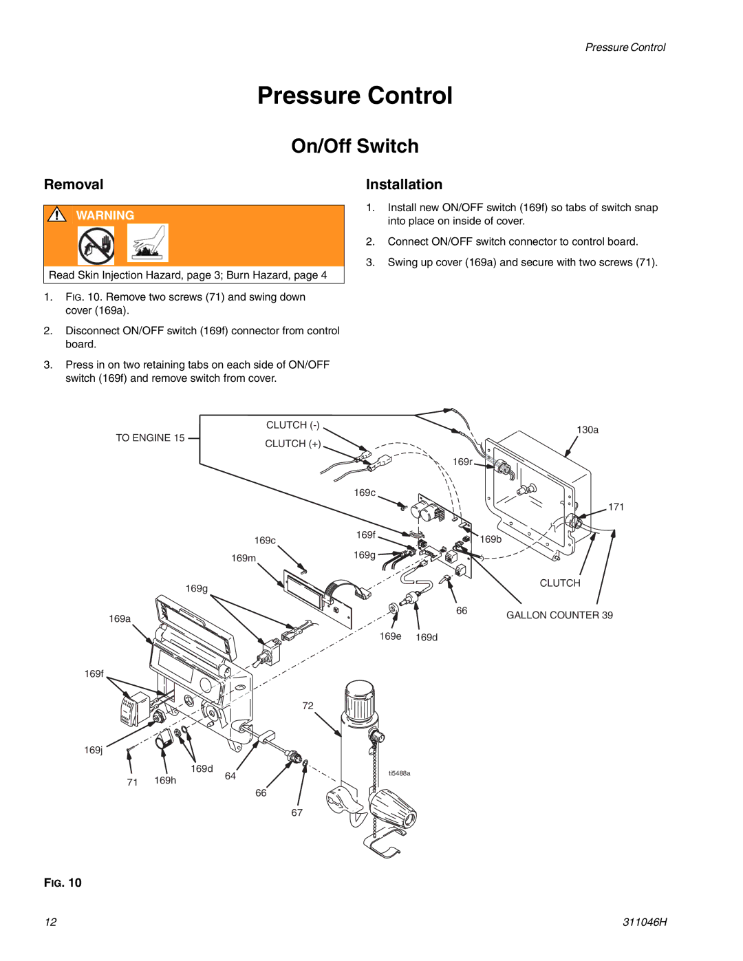 HP GMAX 5900 manual Pressure Control, On/Off Switch 