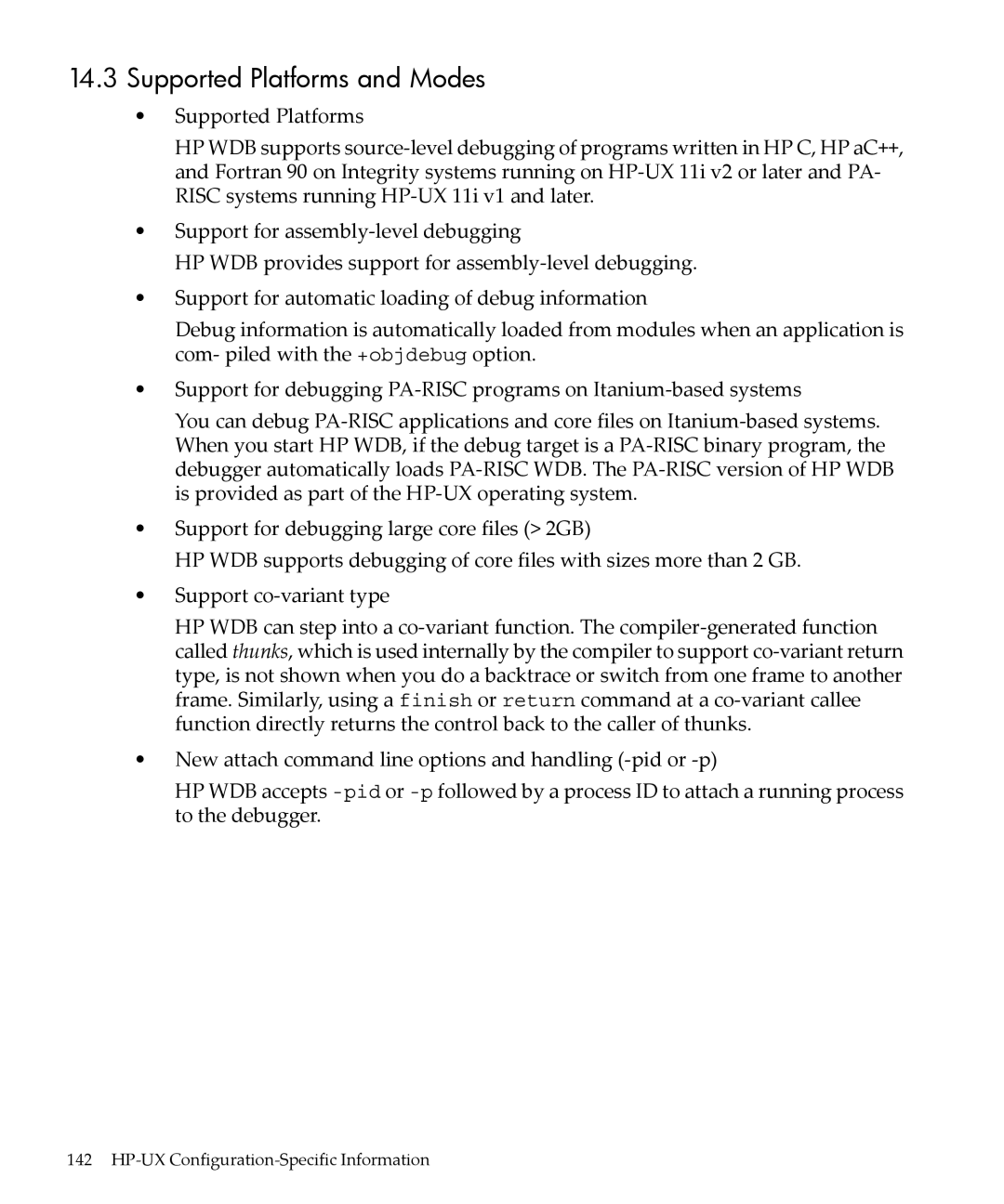 HP gnu source-level debugger 5992-4701 manual Supported Platforms and Modes 