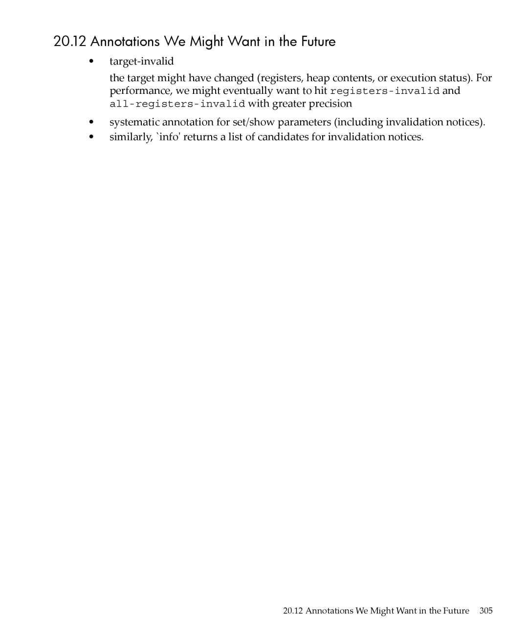 HP gnu source-level debugger 5992-4701 manual Annotations We Might Want in the Future, Target-invalid 