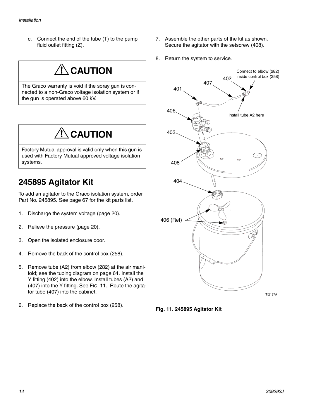 HP GRACO OR PRO TI1681A manual Agitator Kit 