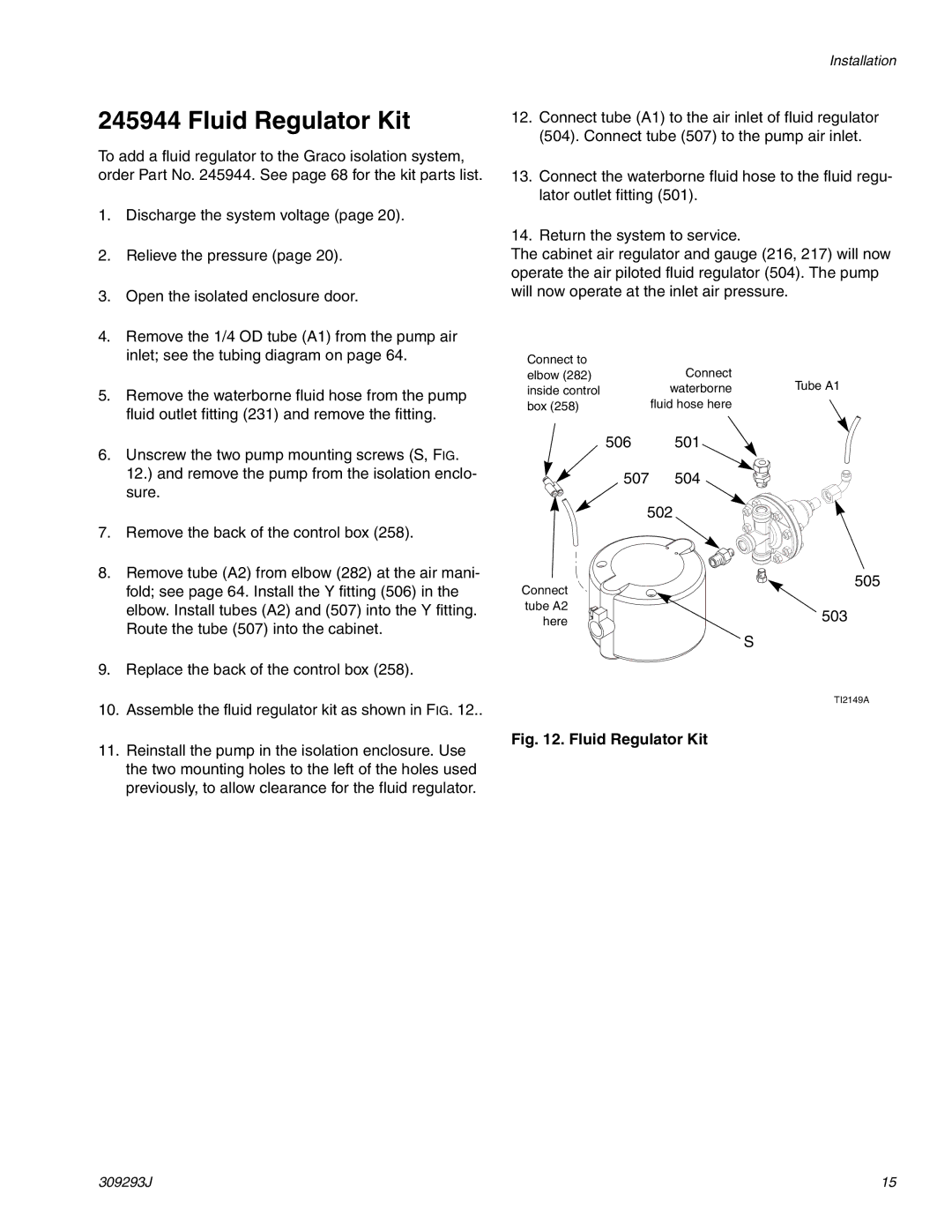 HP GRACO OR PRO TI1681A manual Fluid Regulator Kit 