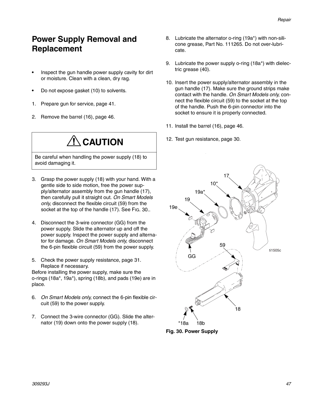 HP GRACO OR PRO TI1681A manual Power Supply Removal and Replacement 