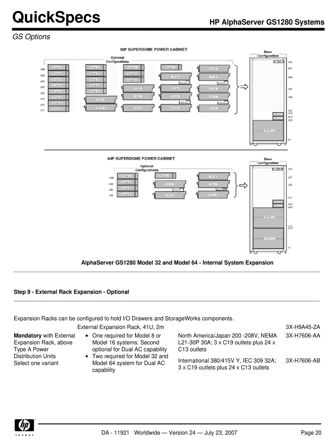 HP GS1280 manual QuickSpecs 