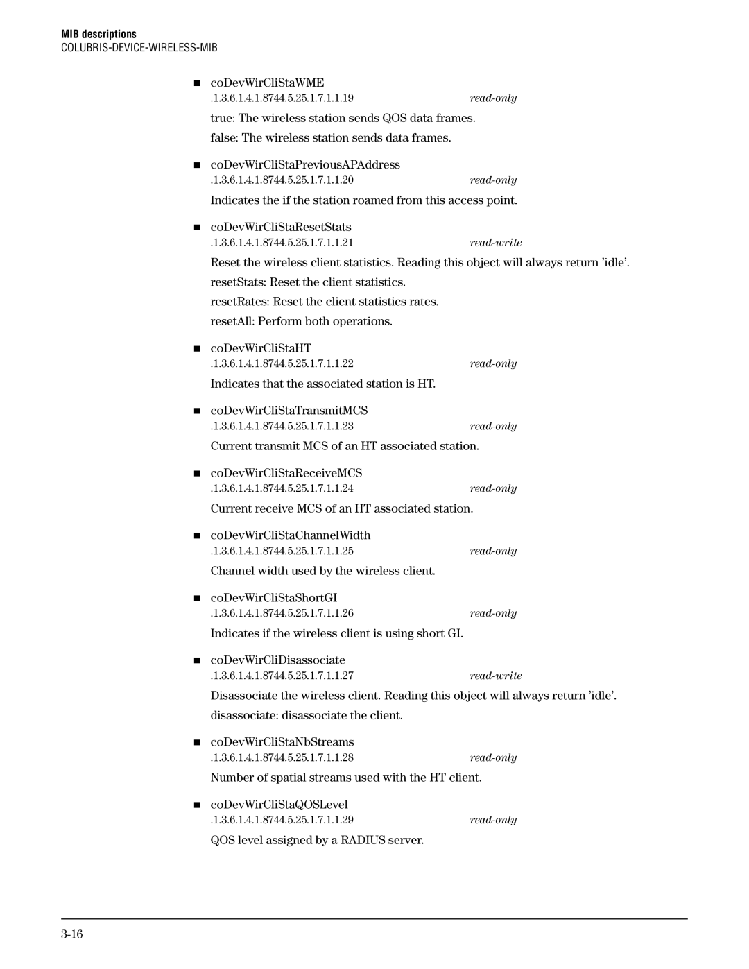 HP Guest Management Software manual „ coDevWirCliStaWME, QOS level assigned by a Radius server 