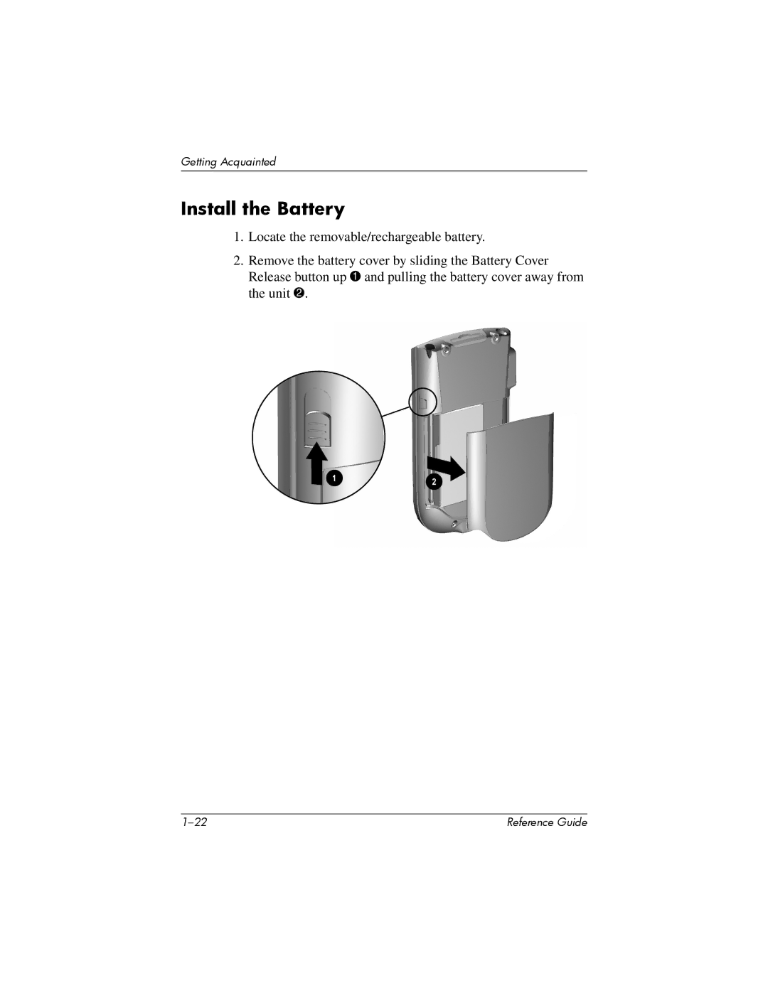 HP H1910e manual Install the Battery 