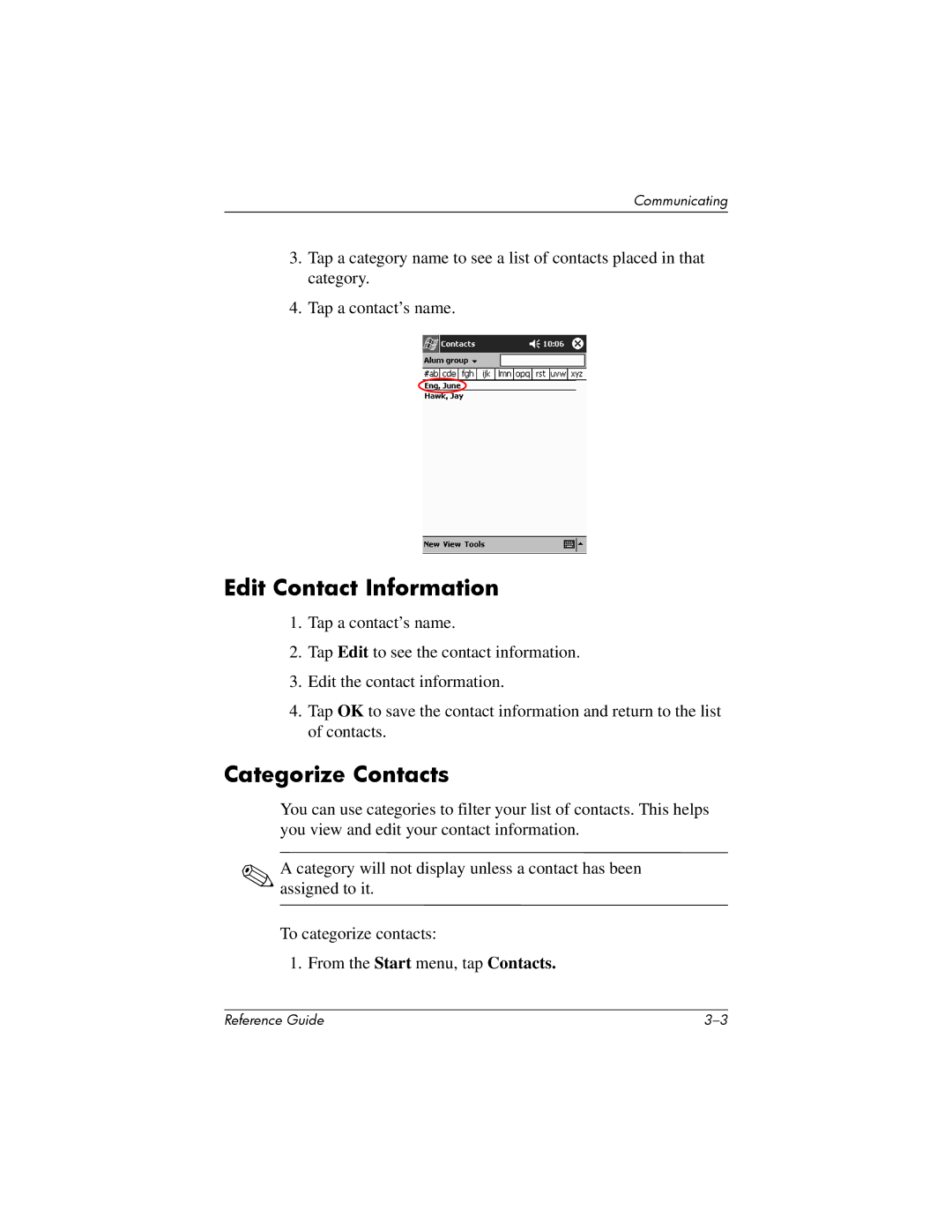 HP H1910e manual Edit Contact Information, Categorize Contacts 