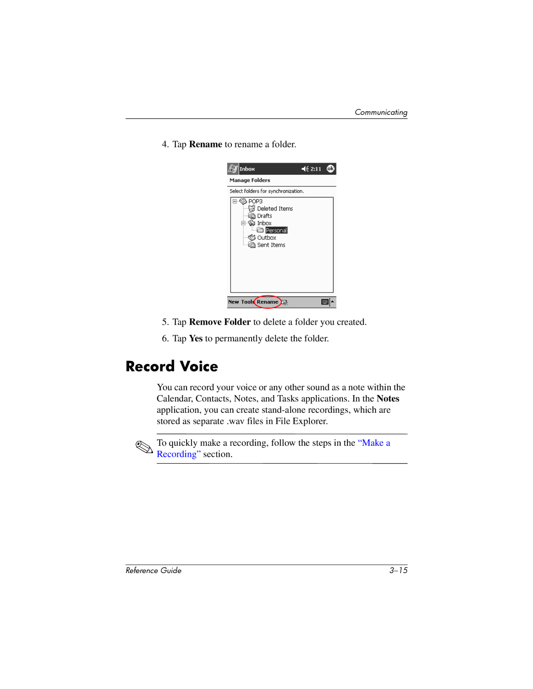 HP H1910e manual Record Voice 