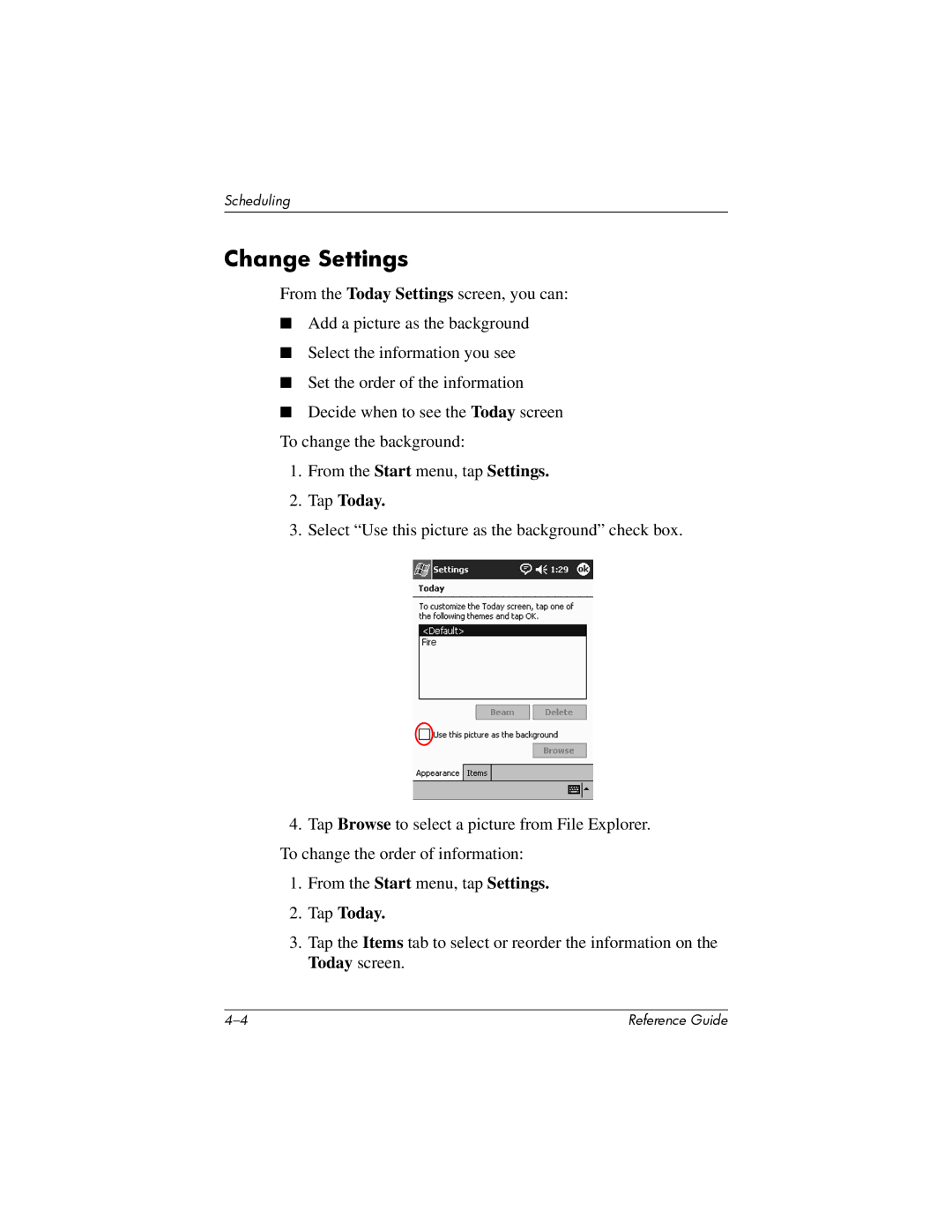 HP H1910e manual Change Settings, Tap Today 