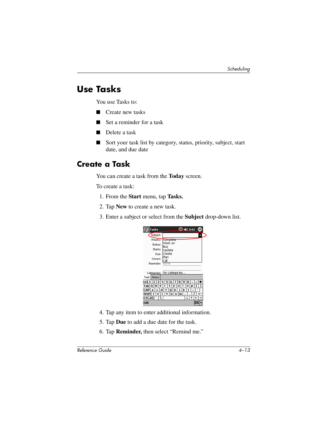 HP H1910e manual Use Tasks, Create a Task 