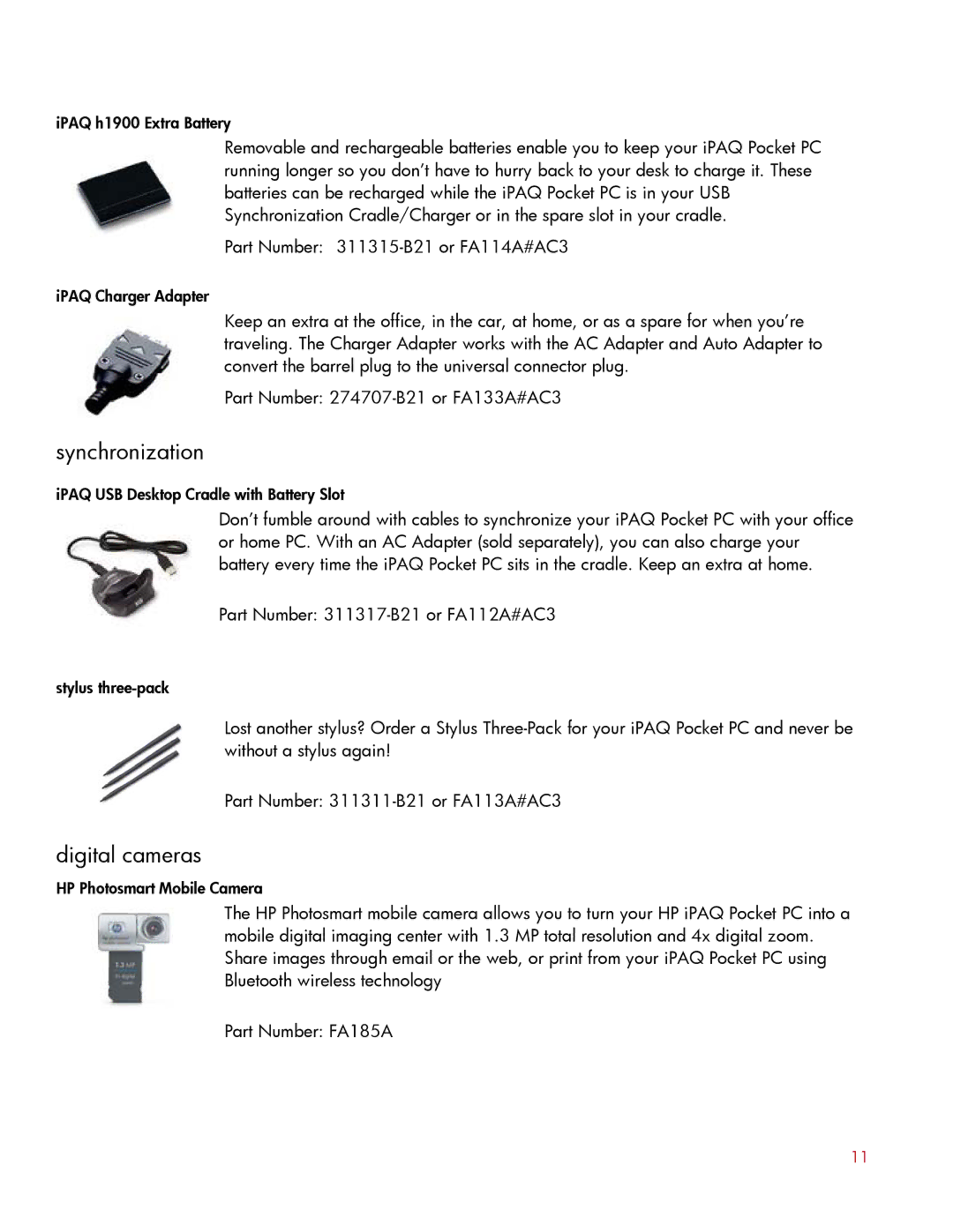 HP H1930 manual Synchronization, Digital cameras 