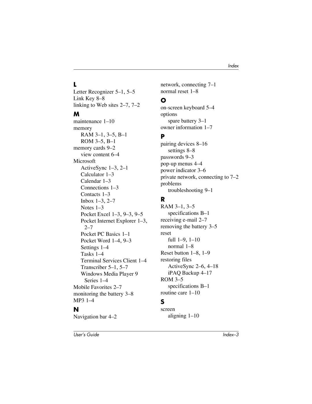 HP h1940, h1945, h1937, h1935 manual Index-3 