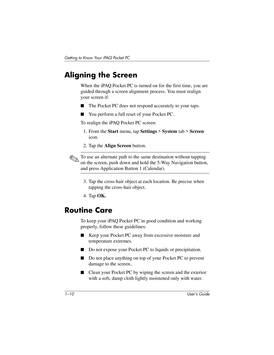 HP h1937, h1945, h1940, h1935 manual Aligning the Screen, Routine Care 