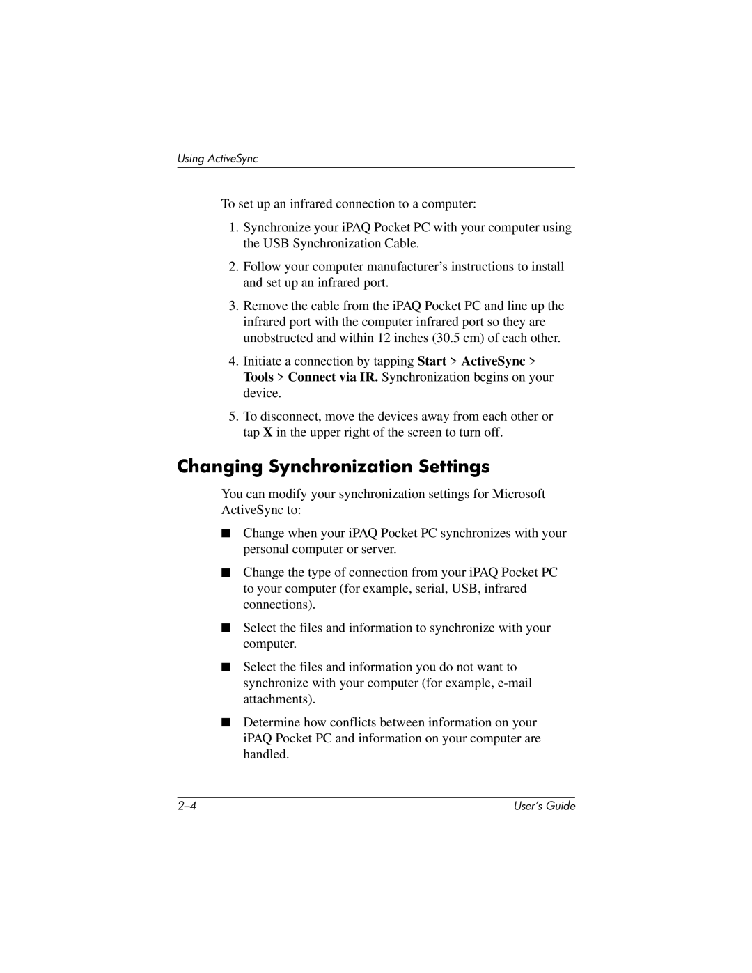 HP h1945, h1940, h1937, h1935 manual Changing Synchronization Settings 