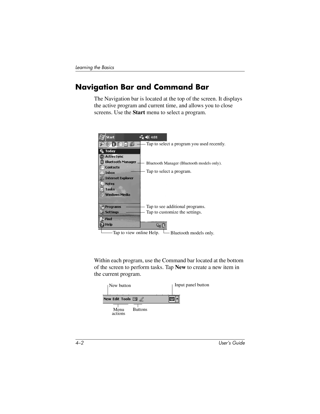 HP h1937, h1945, h1940, h1935 manual Navigation Bar and Command Bar 