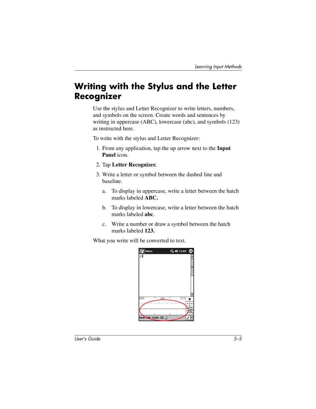 HP h1940, h1945, h1937, h1935 manual Writing with the Stylus and the Letter Recognizer, Tap Letter Recognizer 