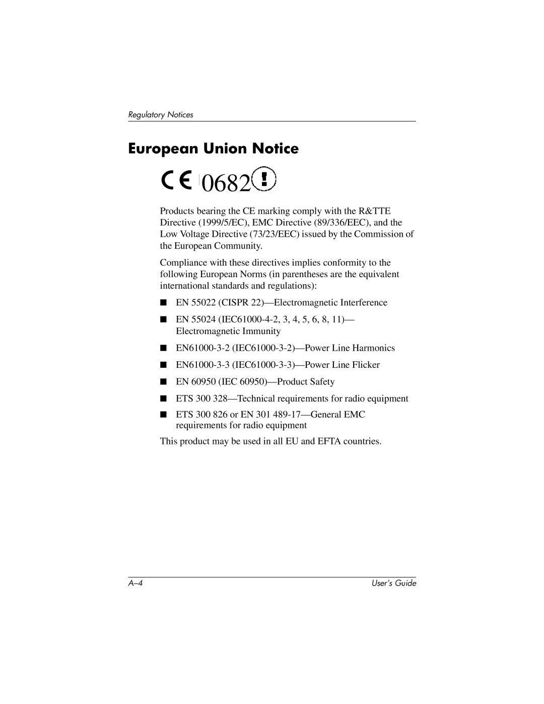 HP H2200 manual 0682, European Union Notice 