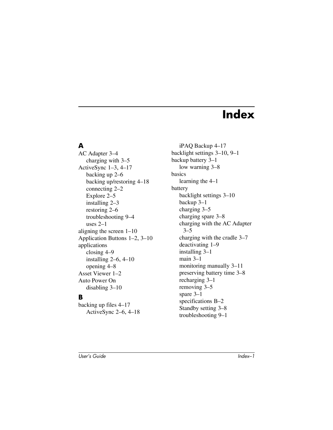 HP H2200 manual Index 