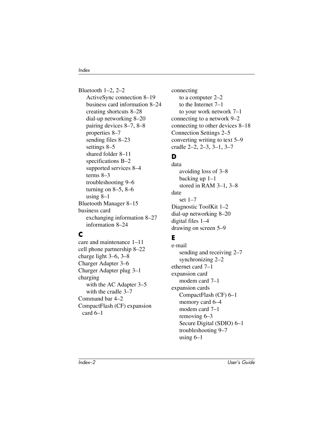 HP H2200 manual Index 