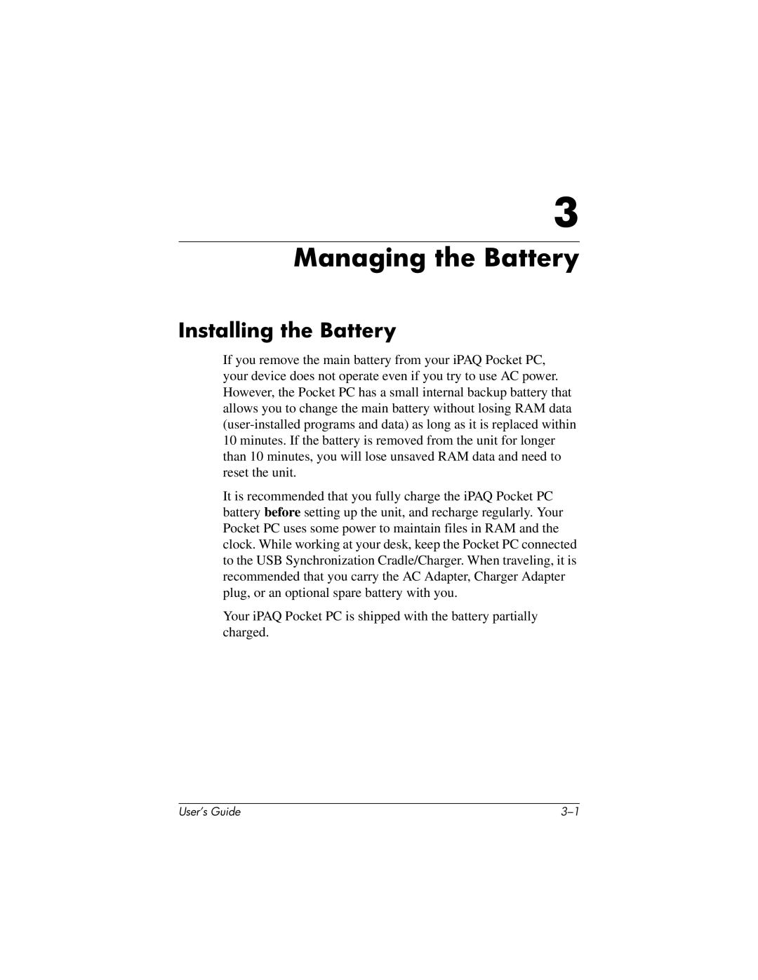 HP H2200 manual Managing the Battery, Installing the Battery 