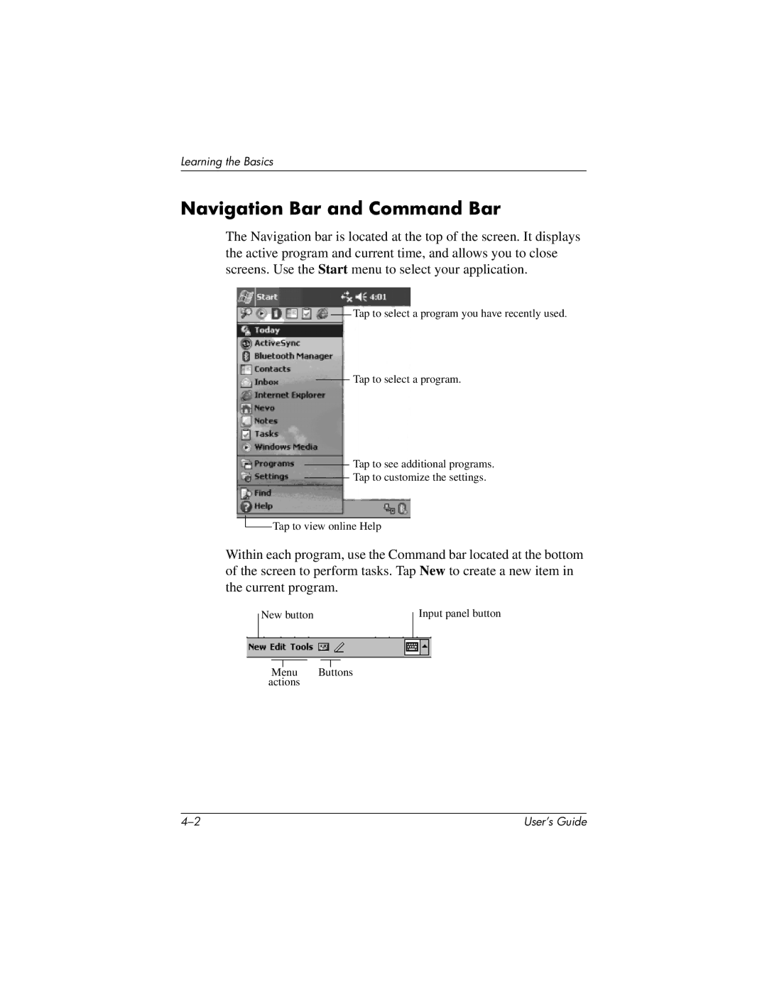 HP H2200 manual Navigation Bar and Command Bar 