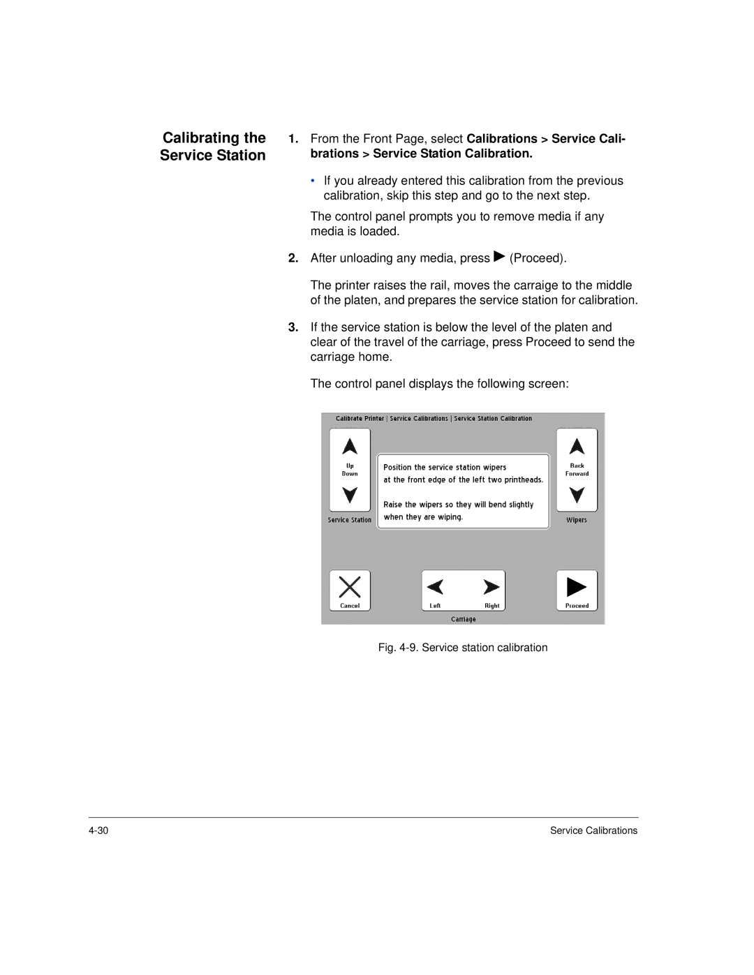 HP H35000, H45000 manual Calibrating the Service Station, Service station calibration 