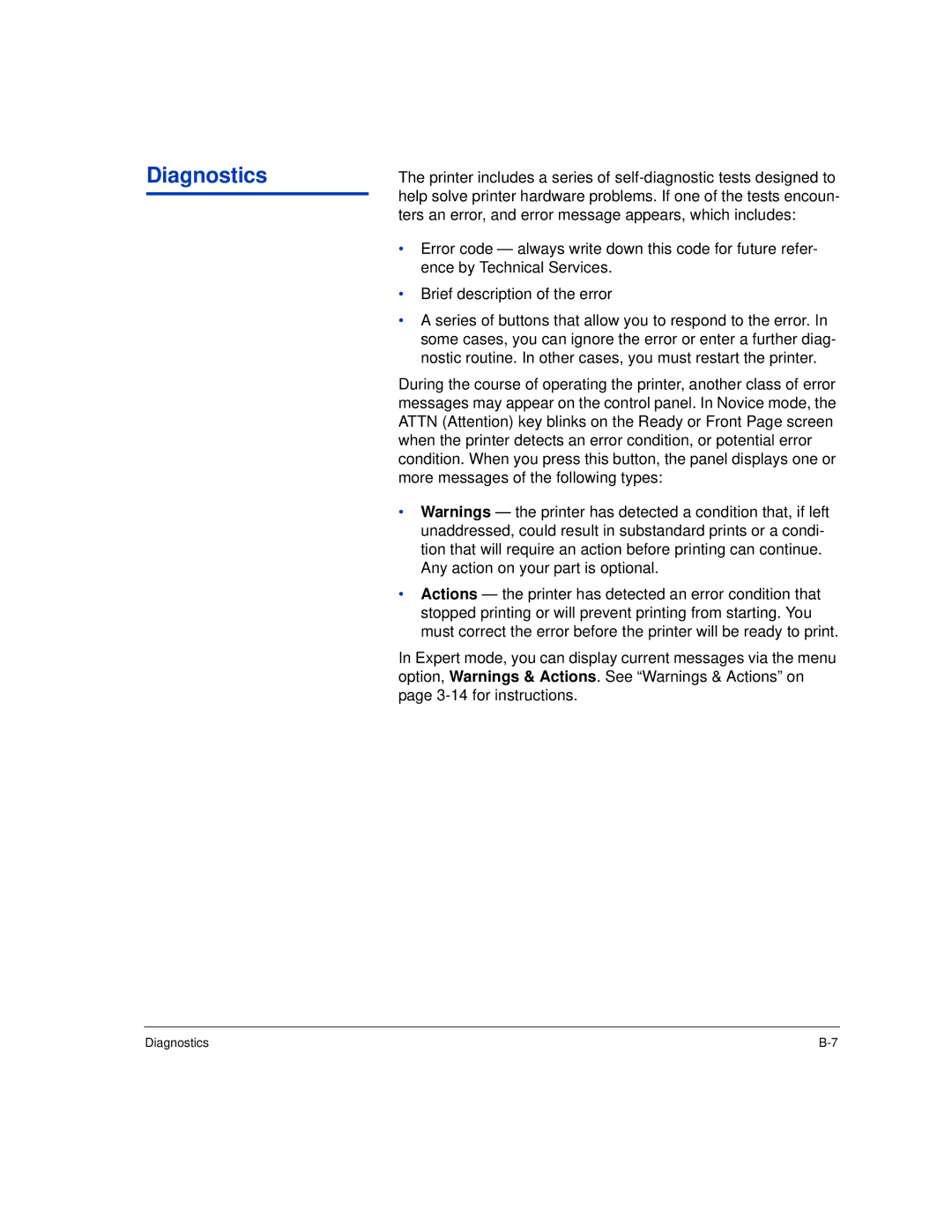 HP H45000, H35000 manual Diagnostics 