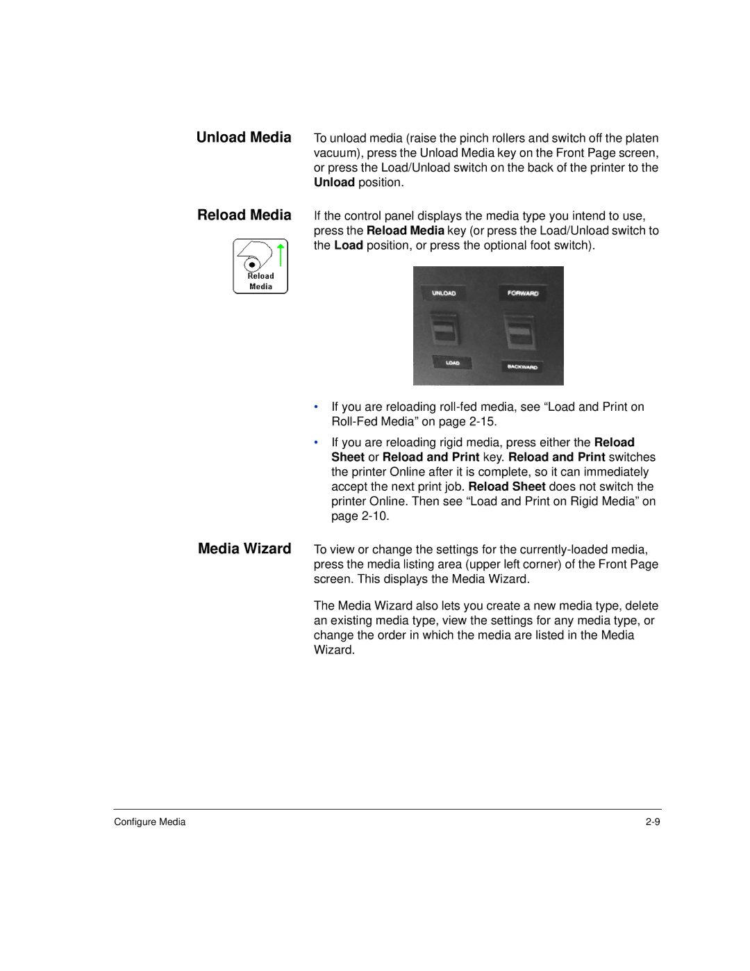 HP H45000, H35000 manual Unload Media Reload Media 