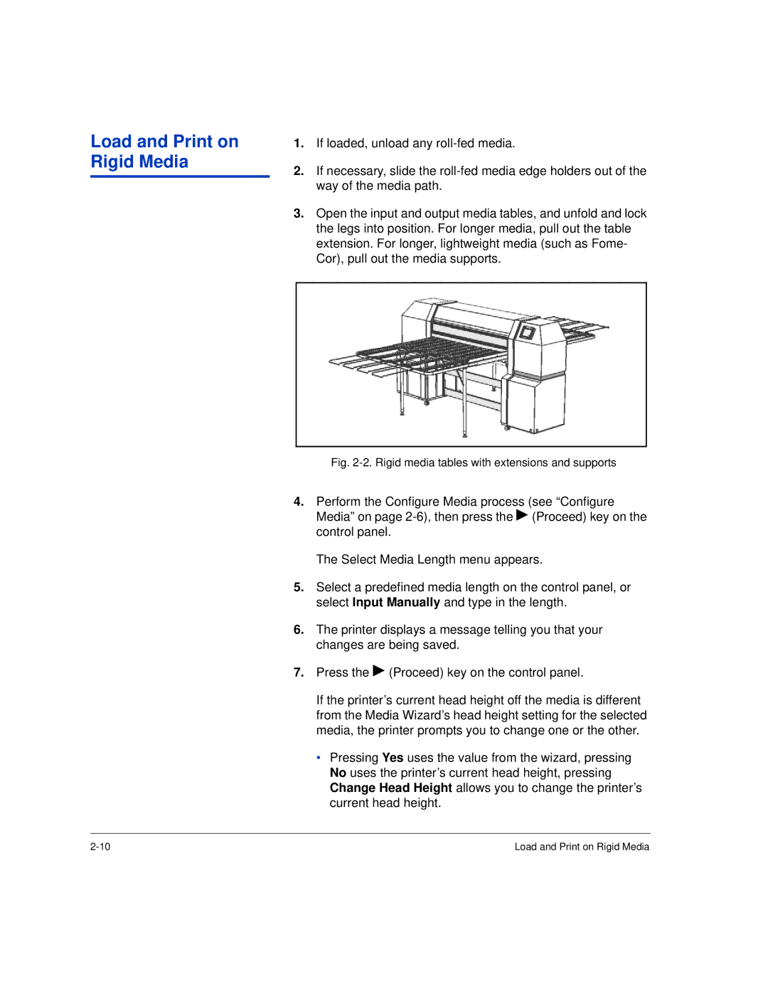 HP H35000, H45000 manual Load and Print on Rigid Media, Rigid media tables with extensions and supports 