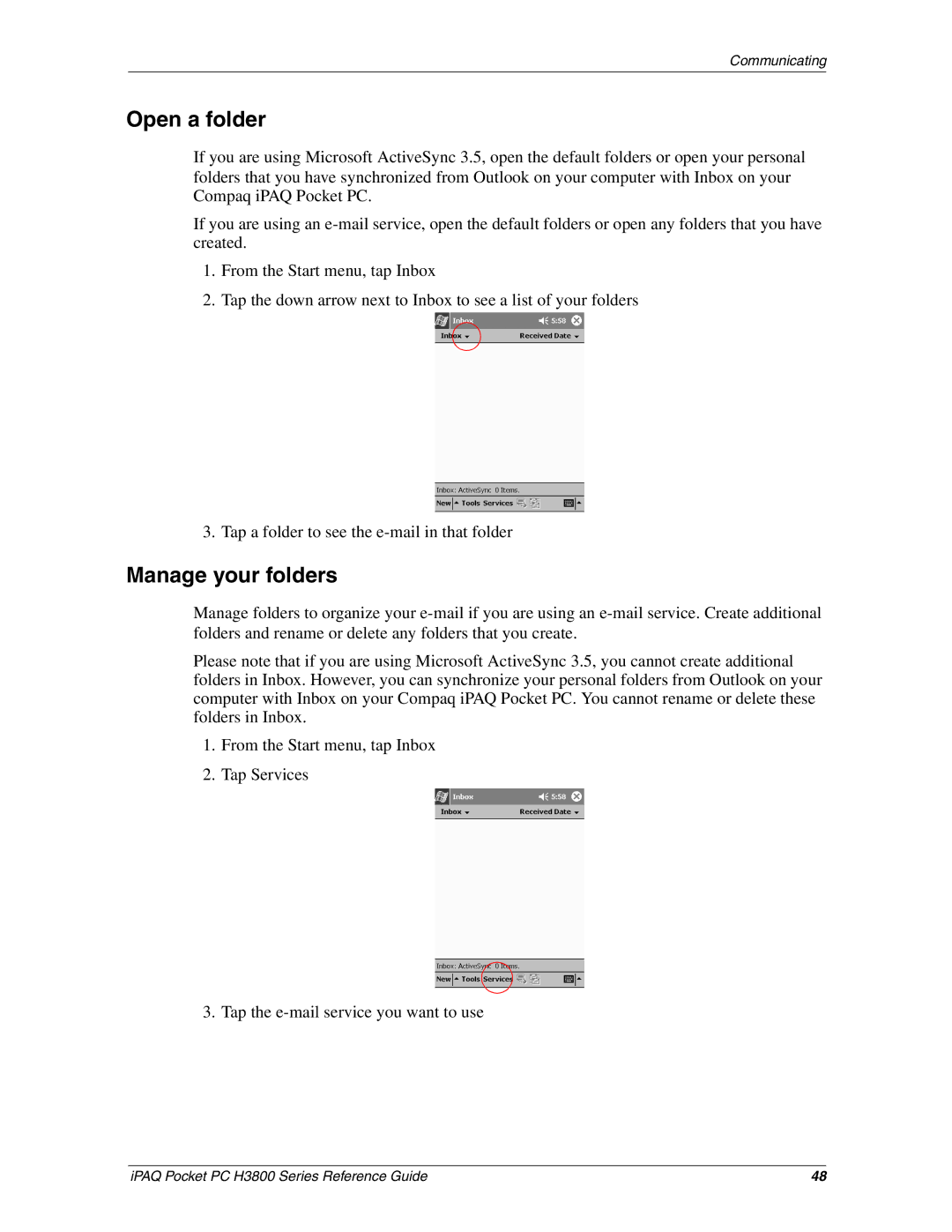 HP H3800 e manual Open a folder, Manage your folders 