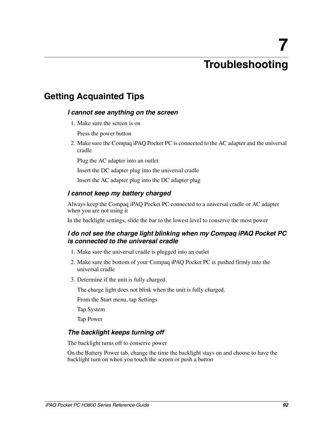 HP H3800 e manual Troubleshooting, Getting Acquainted Tips 