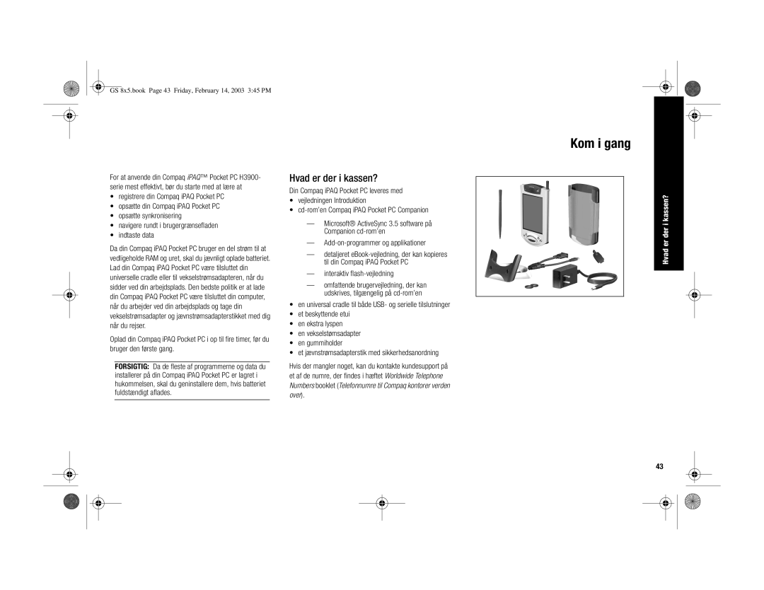 HP H3900 manual Kom i gang, Hvad er der i kassen?, Add-on-programmer og applikationer, Interaktiv flash-vejledning 