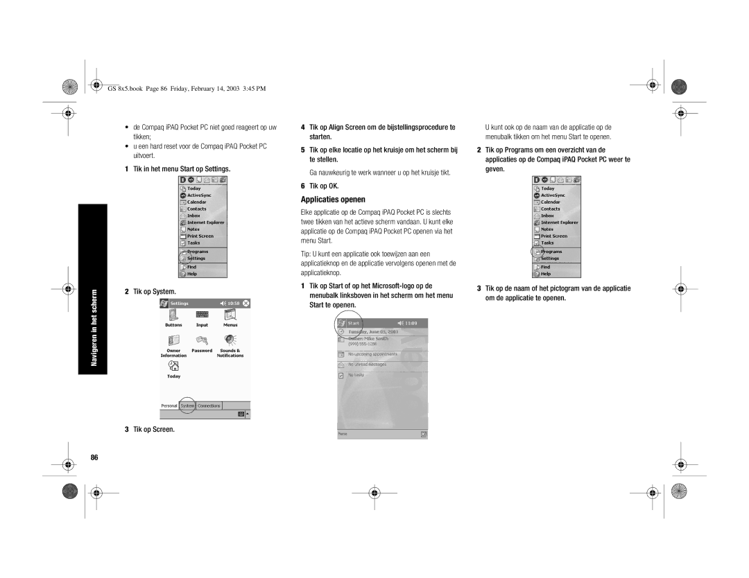 HP H3900 manual Applicaties openen, Tik op OK 