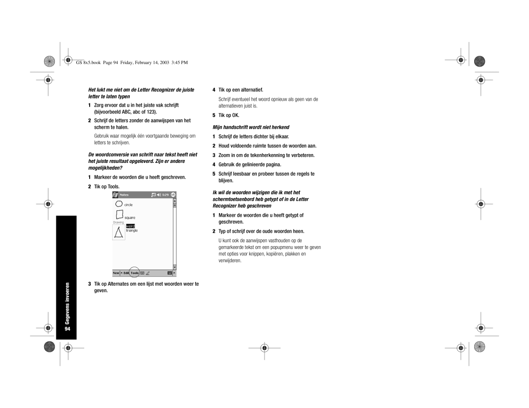 HP H3900 manual Mijn handschrift wordt niet herkend 