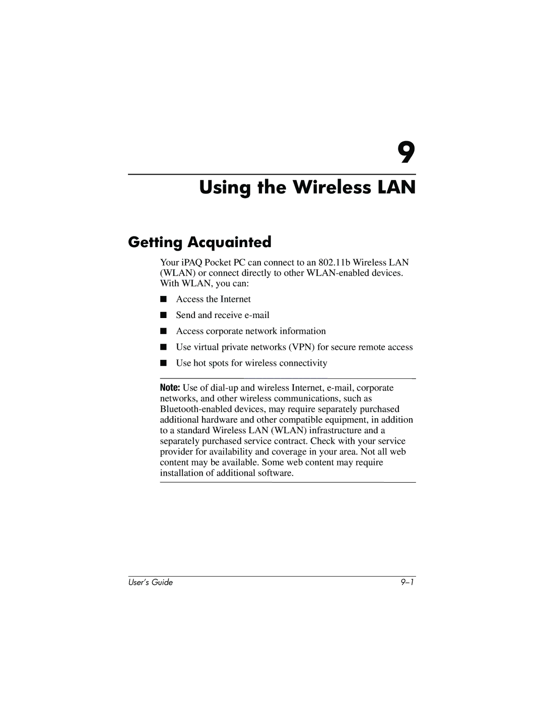 HP h4100 manual Using the Wireless LAN, Getting Acquainted 