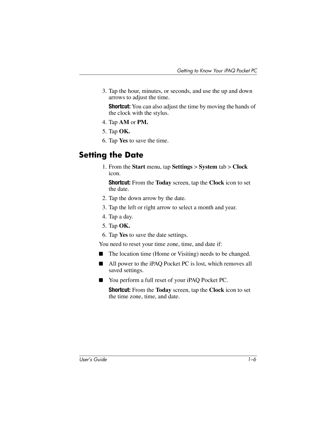 HP h4100 manual Setting the Date 