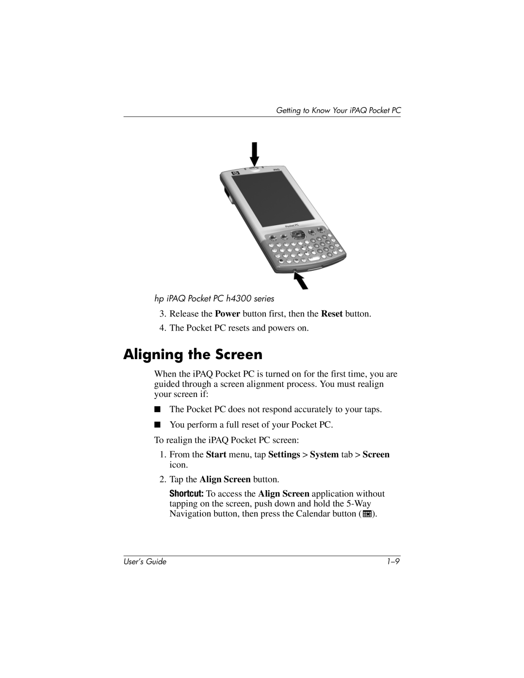 HP h4100 manual Aligning the Screen 