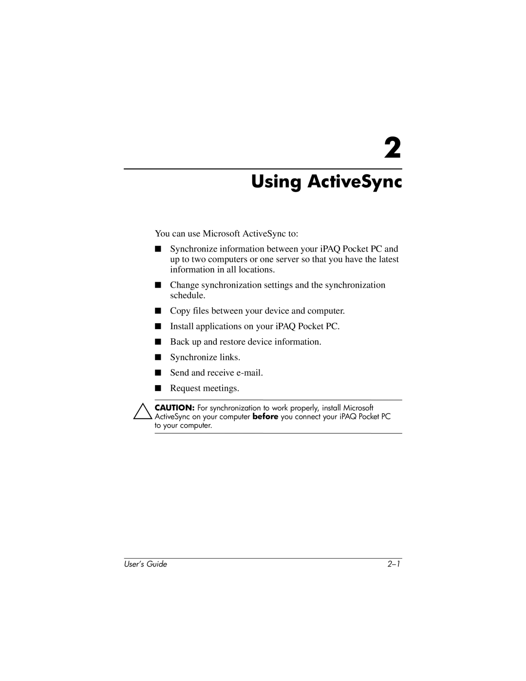 HP h4100 manual Using ActiveSync 