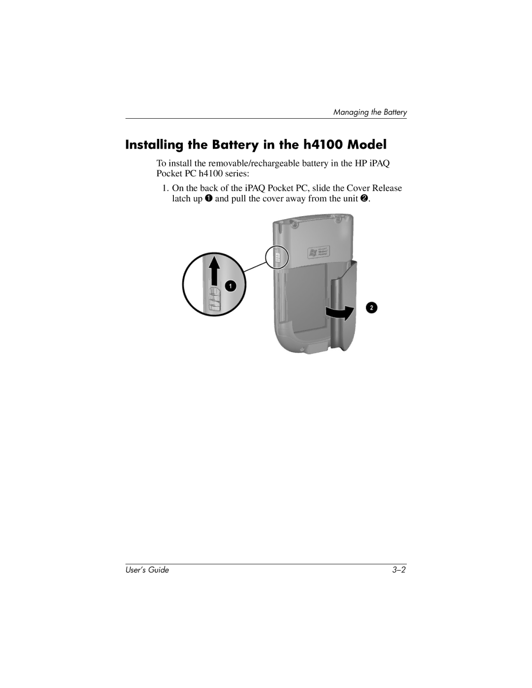 HP manual Installing the Battery in the h4100 Model 