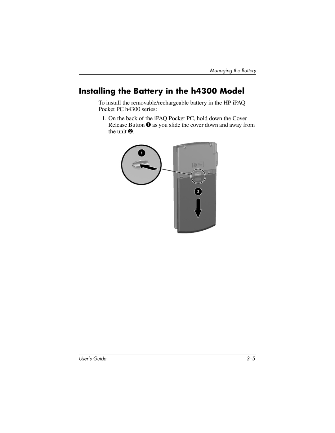 HP h4100 manual Installing the Battery in the h4300 Model 