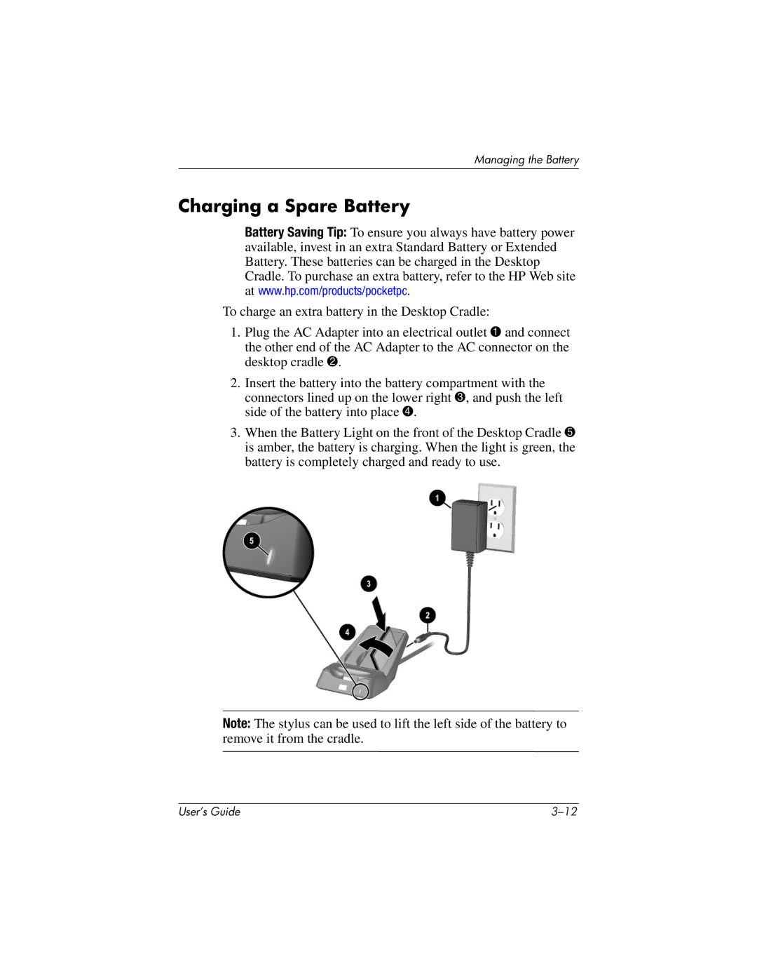 HP h4100 manual Charging a Spare Battery 