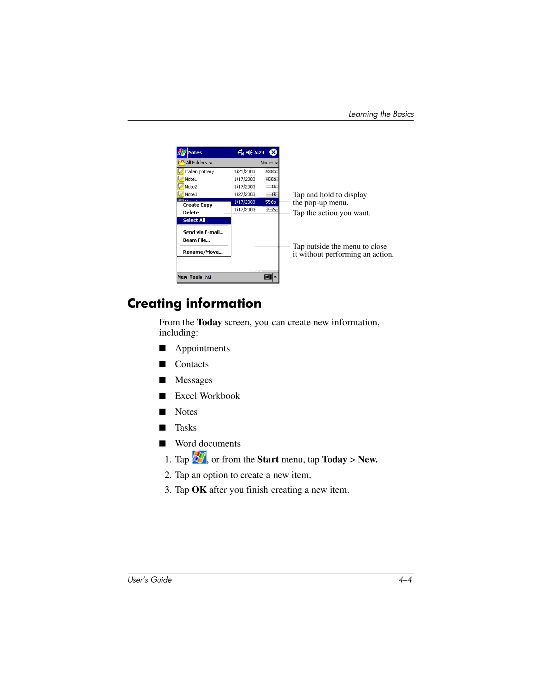 HP h4100 manual Creating information 