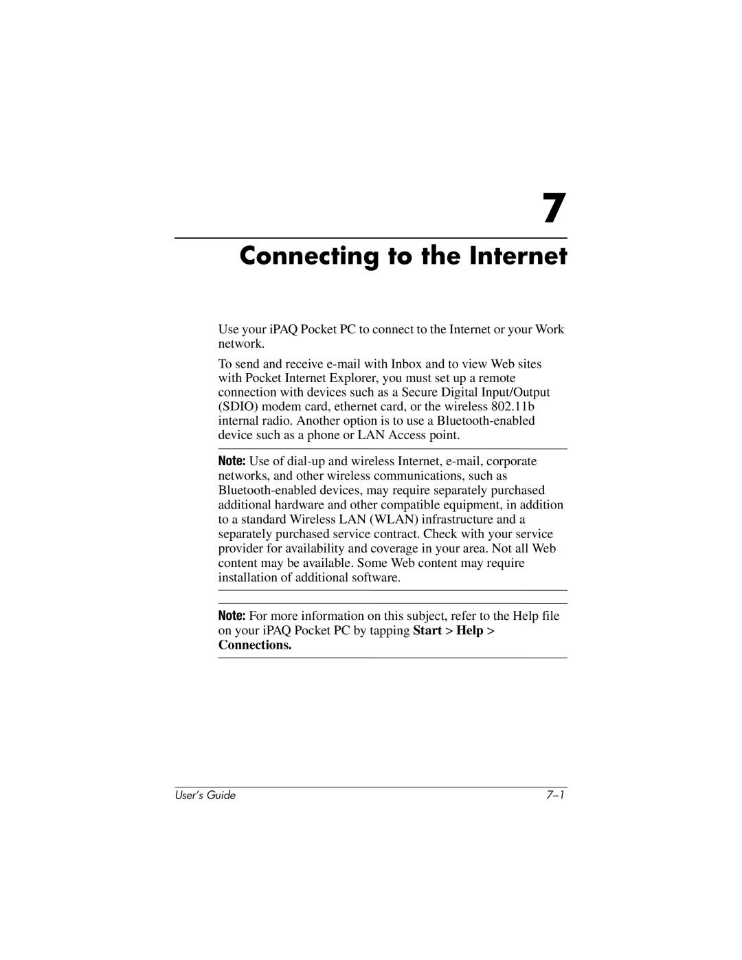 HP h4100 manual Connecting to the Internet, Connections 