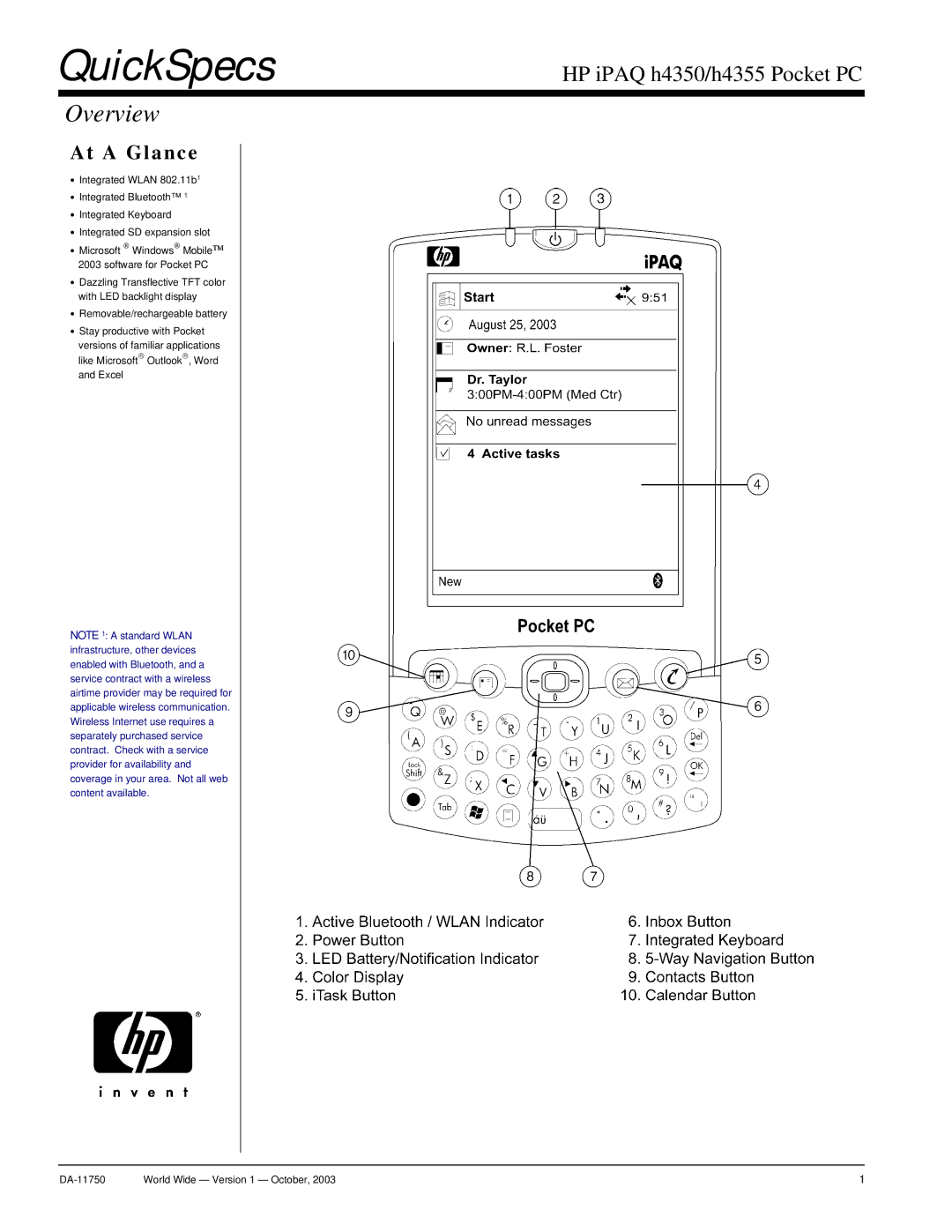 HP h4350 manual QuickSpecs, Overview 